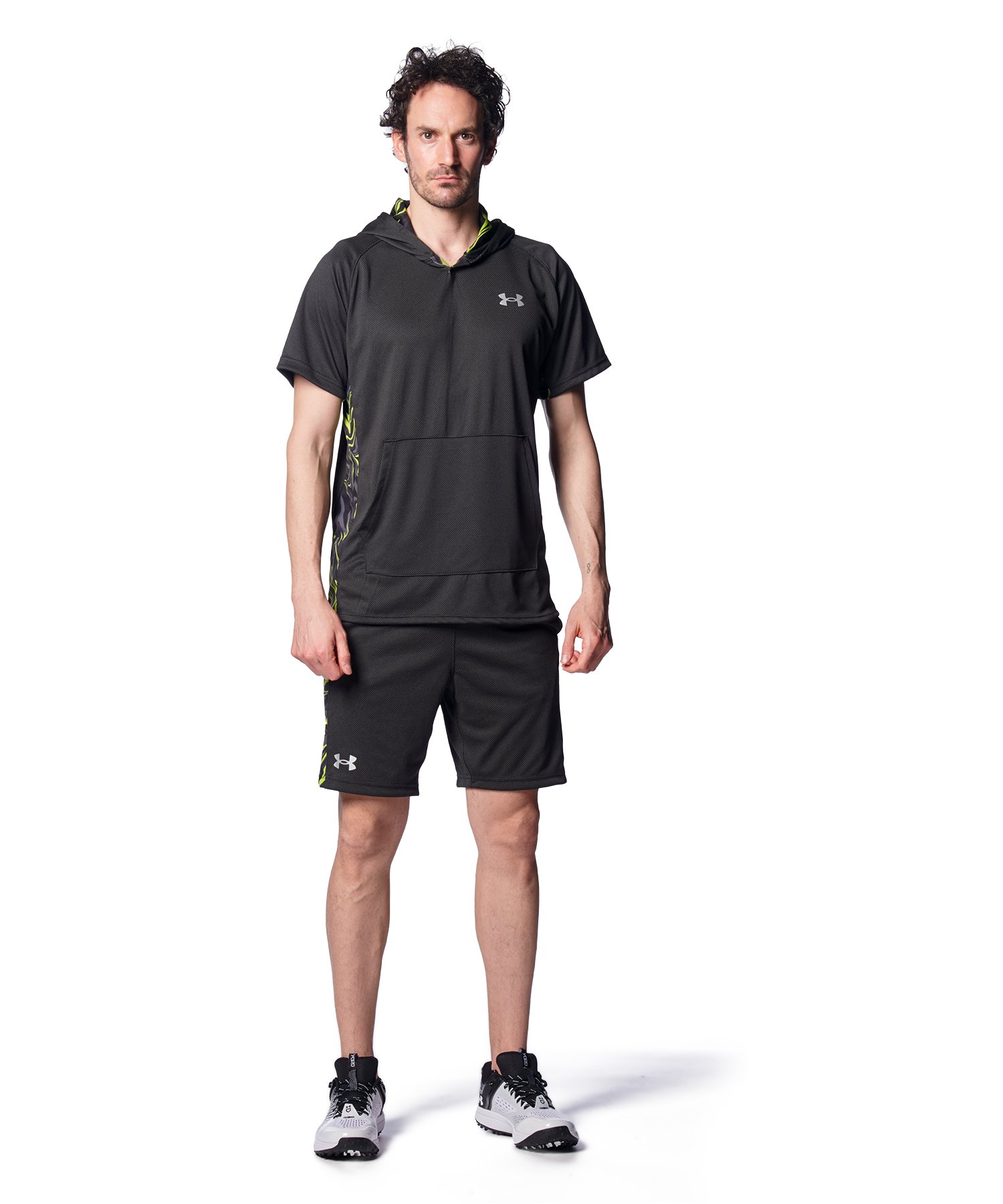 30%OFF！UNDER ARMOUR アンダーアーマー セットアップ UA 遊撃手捩り フーディー・メッシュショーツ 上下仕掛ける（野球/メンズ）1378240/1378241（001/001）上下 形づくる上下 形づくるお召しもの 野球お召しもの 移し替える着 読み合わせる着 体育館