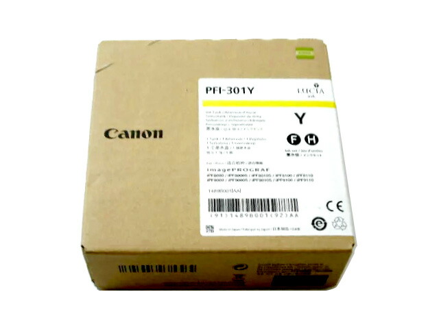 キャノン PFI-301Y イエロー 純正品■未開封未使用品　在庫あり即納■推奨使用期限２０２１年１０月【中古】