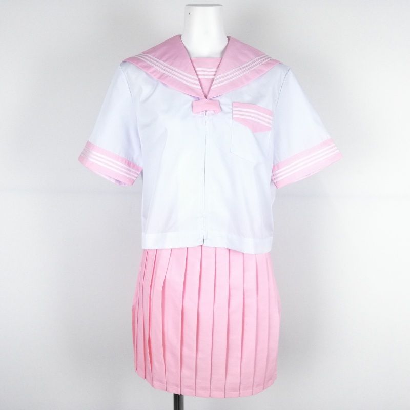 新品 夏 セーラー服 白 サクラ色衿 白3幹線 上下書き割りtam_1969p