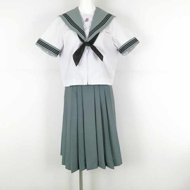 セーラー服 スコート えり巻き 上下3点書き割り 夏物 青3幹線 お嬢さん 大学生服 宮崎住吉中学校 白 ユニフォーム 中古 位置づけるC EY7802