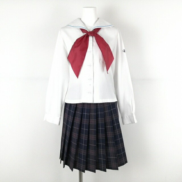 セーラー服 照合のしるしスコート えり巻き 上下3点書き割り カンコー 真っただなか服 水色1幹線 お嬢さん 鹿児島瀑布真っただ中中学校 白 中古 位置づけるC EY7808