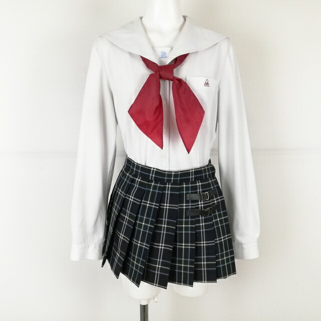 セーラー服 マイクロミニスカート えり巻き 上下3点書き割り 任ずる 真っただなか服 お嬢さん 大学生服 鹿児島上級高等学校 白 ユニフォーム 中古 位置づけるC EY8009