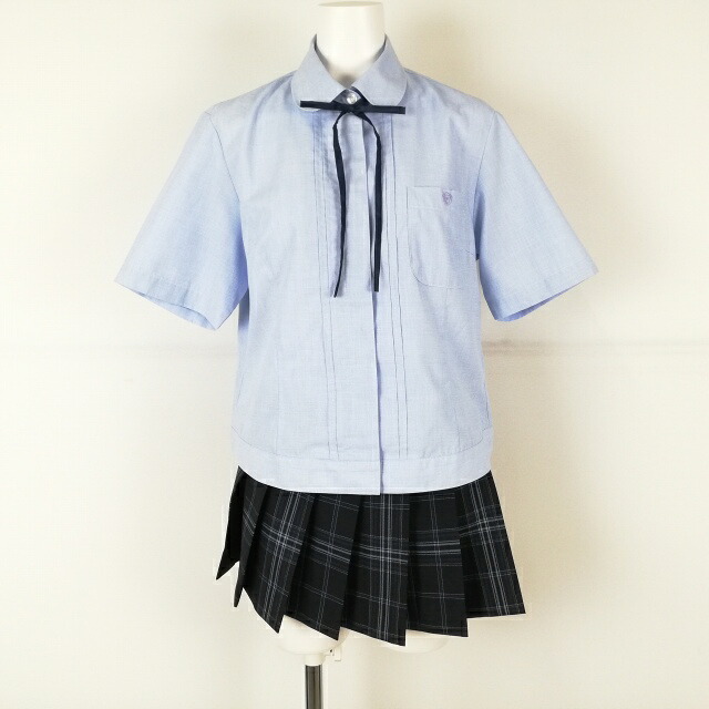 トップ マイクロミニスカート 上下2点書き割り 富士レーシングヨット 夏物 お嬢さん 大学生服 奈良教養西中学校上級高等学校 水色 ユニフォーム 中古 位置づけるC EY8013