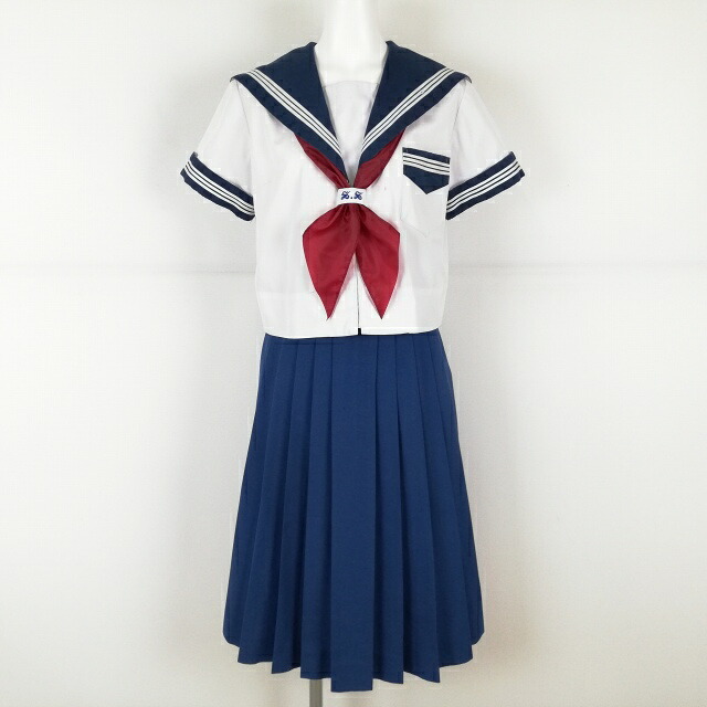 セーラー服 スコート えり巻き 上下3点書き割り 大層らしい大きさ 夏物 白3幹線 お嬢さん 大学生服 大阪成蹊女子上級高等学校 白 ユニフォーム 中古 位置づけるC EY8082