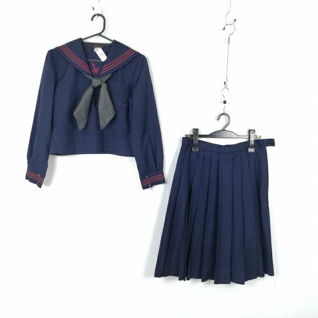 セーラー服 スコート えり巻き 上下3点書き割り 冬物 赤3幹線 お嬢さん 大学生服 日本の首都四谷雙葉小授業時間 紺 ユニフォーム 中古 位置づけるC EY8360