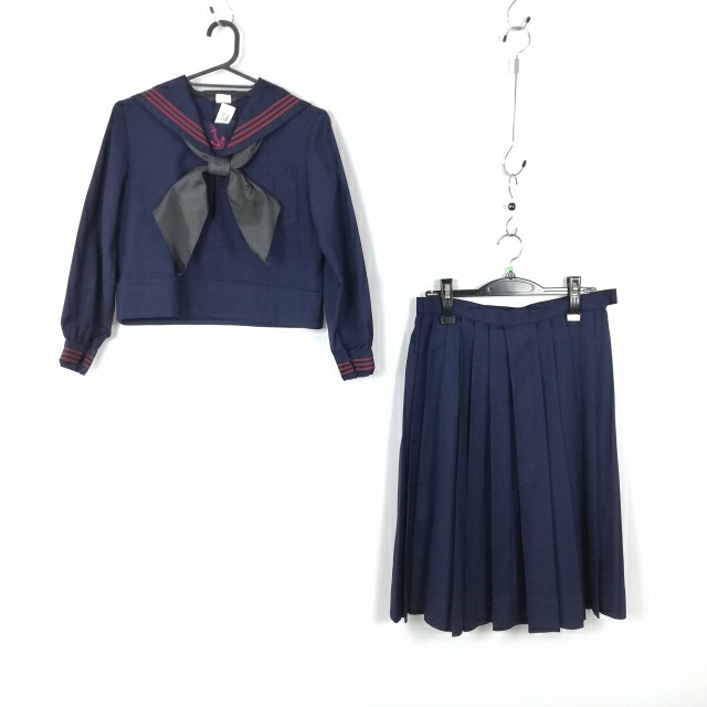 セーラー服 スコート えり巻き 上下3点書き割り 冬物 赤3幹線 お嬢さん 大学生服 日本の首都四谷雙葉小授業時間 紺 ユニフォーム 中古 位置づけるC EY8361