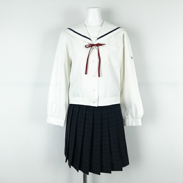 セーラー服 ミニスカート 紐引き分け 上下3点仕掛ける M トンボ 真っただなか服 青1幹線 うしろ帯 学習者服 広島インターナショナル翰林院上級高等学校 白 ユニフォーム 中古 価値づけるC EY8657