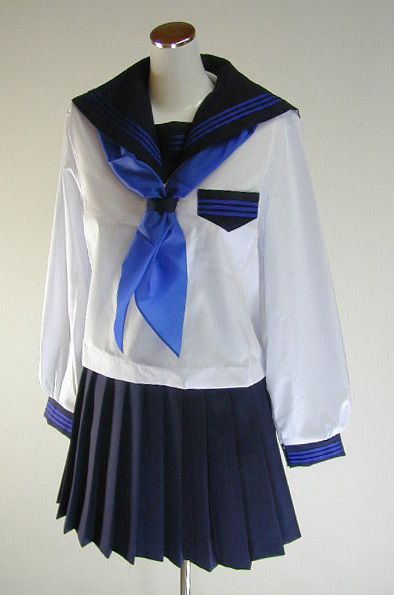 新品 夏 セーラー服 白 カラーライン3本線 長袖 上下セット tamb_4919n