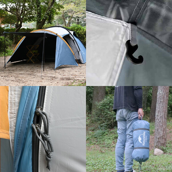 特価キャンペーン Naturehike キャンプテント 3人用 トンネルテント グレー ブルー コンパクト 収納 前室 防水 アウトドア おしゃれ  かっこいい ギア かまぼこテント autodepot.la