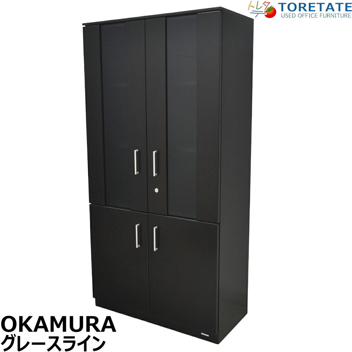 【中古】オカムラ グレースライン 役員用書棚 ガラス扉 2024年製 全高1800 2026041604【中古オフィス家具】