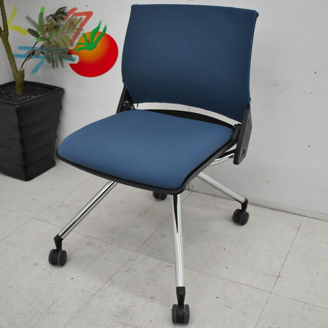 【中古】 オカムラ クリール ネスティング女性議長 青味 2020100304 【中古事務所調度品】