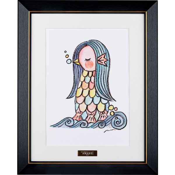 画図 額縁好運 額装 版画 Rie生産 アマビエ Amabie 四ッ直向きサイズ 新品 2friendshotel Com