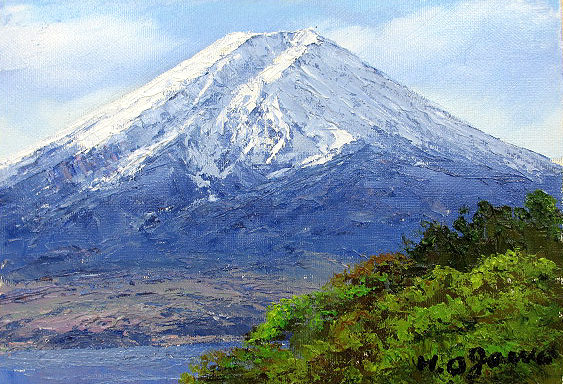 日本製在庫絵画　肉筆油絵　関　健造　富士　油絵Ｆ８キャンパスのみ　送料無料　受注制作作品 自然、風景画