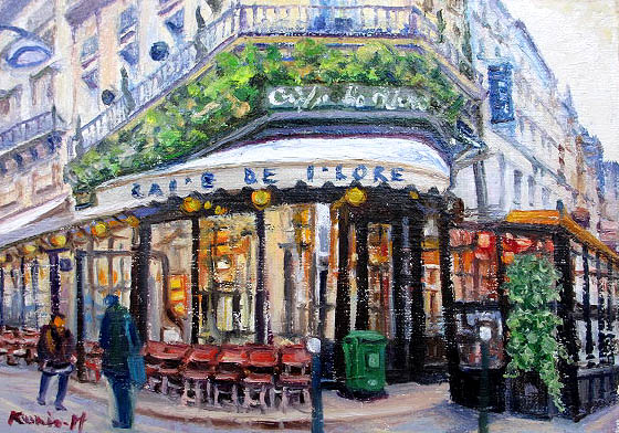 油絵 肉筆絵画 -新品 F20サイズ パリのカフェ1 半澤 国雄 木枠付 2021激安通販 F20サイズ