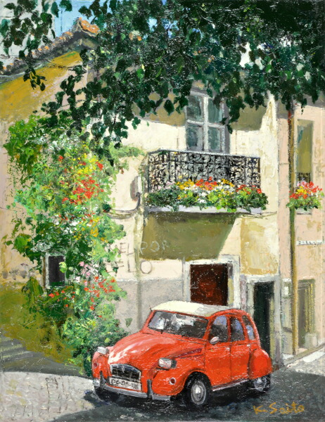 日本の名画 絵画 油絵 肉筆絵画 SMサイズ NO.19 「南フランスの村(プロバンス)」 斎藤 要 木枠付 -新品