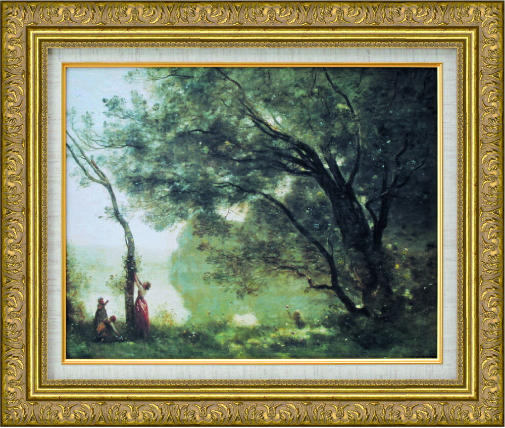 絵画 額装絵画 ジャン・バティスト・カミーユ・コロー 「モルトフォンテーヌの想い出」 世界の名画シリーズ サイズ F10|絵画 掛軸 額縁屋 TOUO