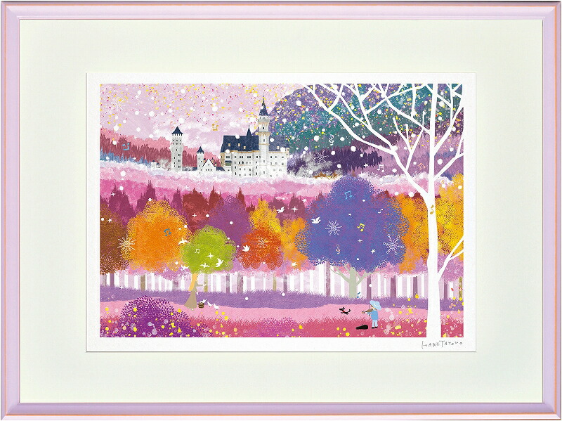 Peck Pinon ノイシュヴァンシュタイン城　油絵　絵画　大型サイズ ドイツ ノイシュバンシュタイン城 白鳥像 [31105810]のアート作品 - アフロ