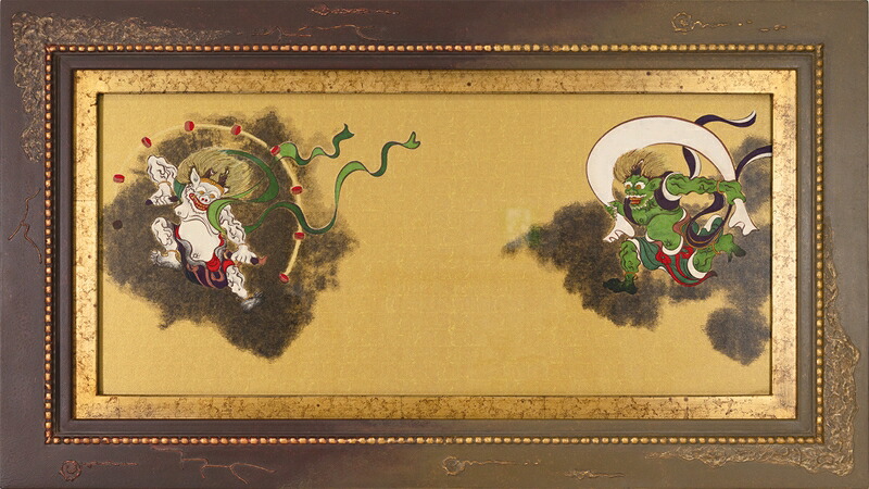東洋画 世界の名画 日本の名画 絵画 額装絵画 ハンドメイドアート 琳派作「風神雷神2」|絵画 掛軸 額縁屋 TOUO