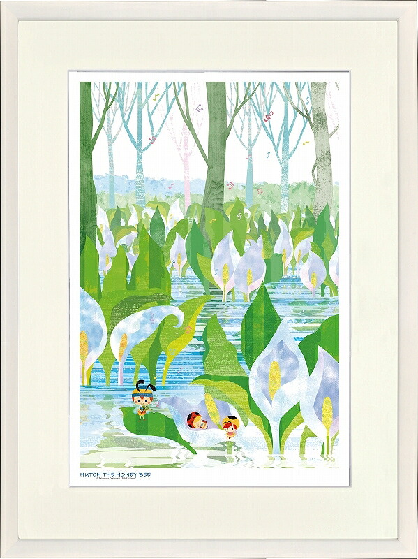 日本の名画 絵画 ジークレー版画 額装絵画 (c)タツノコプロダクション ・ はりたつお 昆虫物語 みなしごハッチ 「水芭蕉 雪解に咲く白い妖精」 大全紙・四ッ切｜絵画 掛軸 額縁屋 ＴＯＵＯ 7,512円