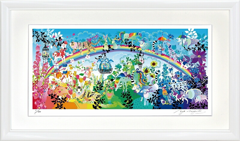 日本の名画 絵画 ジークレー版画 額装絵画 ホラグチカヨ 「巡り巡りまたいつかきっと会える」 630X355mm|絵画 掛軸 額縁屋 TOUO