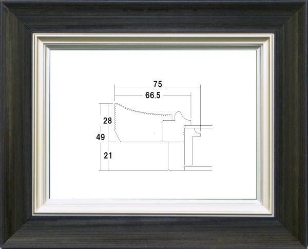 額縁 油絵額縁 油彩額縁 フレーム 額装用 木製 UVカットアクリル付 3484N サイズ F6号 墨 ブラック|絵画 掛軸 額縁屋 TOUO