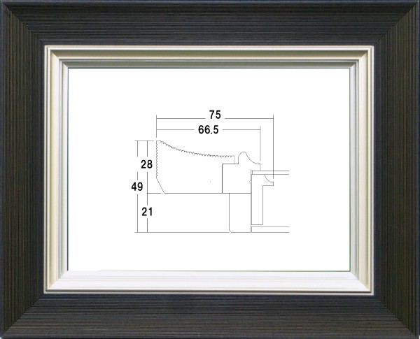 額縁 油絵額縁 油彩額縁 額装フレーム 木製 UVカットアクリル付 3484N サイズ F6号 墨|絵画 掛軸 額縁屋 TOUO