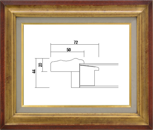 額縁 油絵額縁 油彩額縁 額装フレーム 木製 アクリル付 7740 サイズ F8号 ゴールド|絵画 掛軸 額縁屋 TOUO