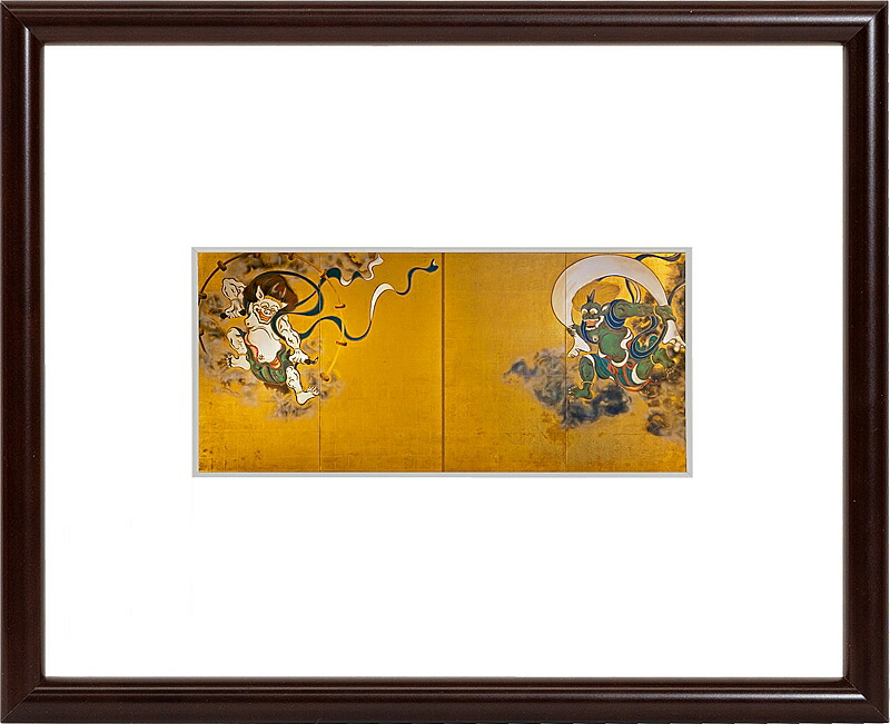 Japan Art Collection 日本の名画 ジークレー版画 額装絵画 俵屋宗達 「風神雷神図?風」 インチ　500X250mm｜絵画 掛軸 額縁屋 ＴＯＵＯ