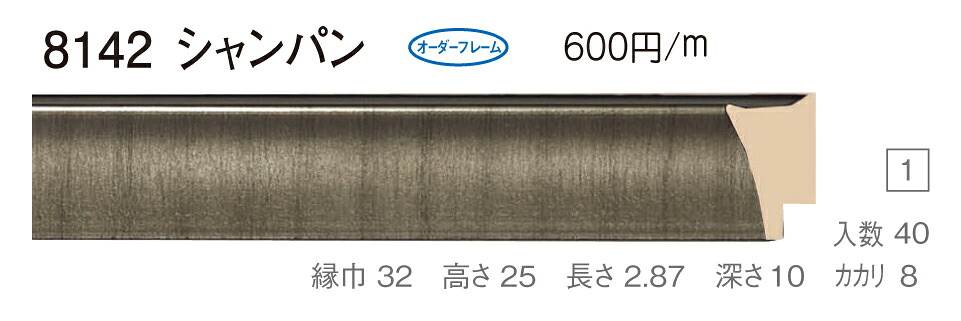 オーダーフレーム 別注額縁 デッサン用額縁 樹脂製額縁 8142 組寸サイズ 1200 小全紙 シャンパン|絵画 掛軸 額縁屋 TOUO