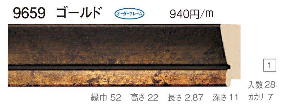 オーダーフレーム 別注額縁 デッサン用額縁 樹脂製額縁 9659 組寸サイズ 1000 大衣 半切 ゴールド|絵画 掛軸 額縁屋 TOUO