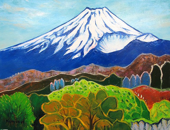 日本の名画 絵画 油絵 油彩画 洋画 (油絵額縁付きで納品対応可) F4 ～ F20 「富士山」 半澤 国雄 16,790円～
