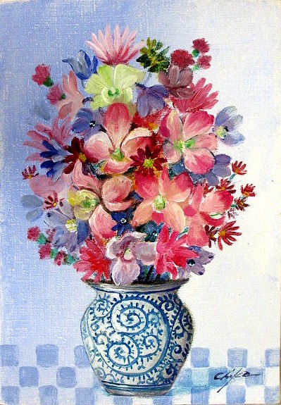 絵画 油彩画 洋画 油絵 (油絵額縁付きで納品対応可) F4 ～ F6 「器とピンクの花」 内藤 千嘉 13,620円～