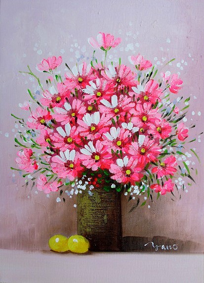 油絵（赤い花） 油絵 油彩 油彩画 絵画【彼岸花と赤い電車】 絵画 HR 通販