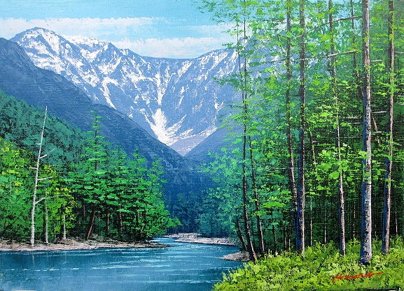日本の名画 絵画 油彩画 油絵 洋画 (油絵額縁付きで納品対応可) F6 ～ F20 「穂高連峰」 広瀬 和之 8,870円～
