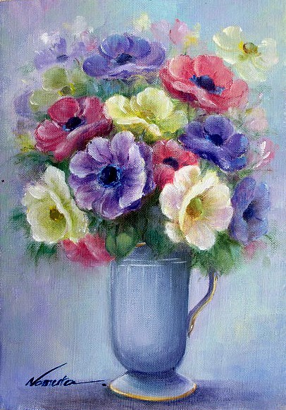 楽天市場】油彩画 SM号 野村正明 「アネモネ」 真筆 額入り 額装