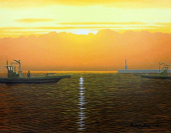 日本の名画 油絵 絵画 油彩画 洋画 (油絵額縁付きで納品対応可) F6 ～ F10 「氷見漁港」 朝隈 敏彦 14,670円～ 10,269円