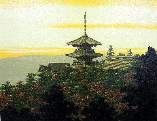 日本の名画 油絵 絵画 油彩画 洋画 (油絵額縁付きで納品対応可) F6 ～ F10 「清水寺」 朝隈 敏彦 14,670円～