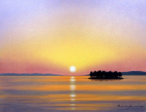 日本の名画 油絵 絵画 油彩画 洋画 (油絵額縁付きで納品対応可) F6 ～ F10 「宍道湖１」 朝隈 敏彦 14,670円～
