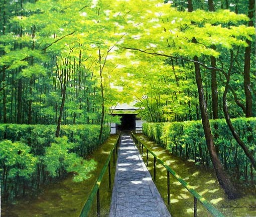 日本の名画 油絵 絵画 油彩画 洋画 (油絵額縁付きで納品対応可) F6 ～ F10 「京都高桐院」 朝隈 敏彦 14,670円～｜絵画 掛軸 額縁屋 ＴＯＵＯ