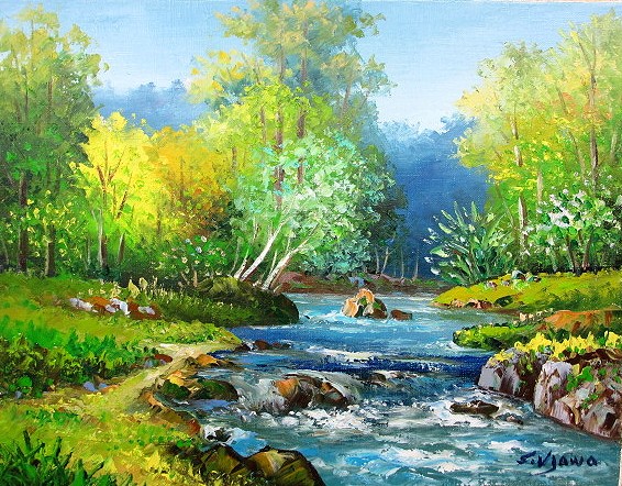 日本の名画 絵画 油彩画 洋画 油絵 (油絵額縁付きで納品対応可) F8 ～ F20 「奥入瀬渓流」 羽沢 清水 7,810円～