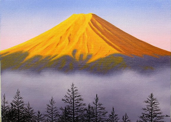 日本の名画 油絵 絵画 油彩画 洋画 (油絵額縁付きで納品対応可) F10 ~ F10 「紅富士」 朝隈 敏彦 14,670円~