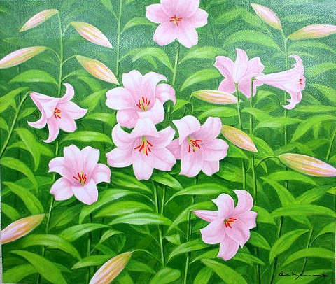 日本の名画 油絵 絵画 油彩画 洋画 (油絵額縁付きで納品対応可) F10 ~ F10 「ユリ」 朝隈 敏彦 14,670円~|絵画 掛軸 額縁屋 TOUO