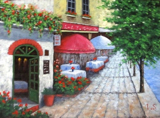 楽天市場】手描き 油絵 絵画 額入り 油彩 手描き 油絵 パリのカフェ F6