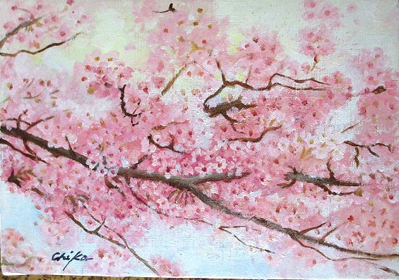 絵画 油彩画 洋画 油絵 (油絵額縁付きで納品対応可) SM ~ F6 「さくら3」 内藤 千嘉 13,620円~|絵画 掛軸 額縁屋 TOUO