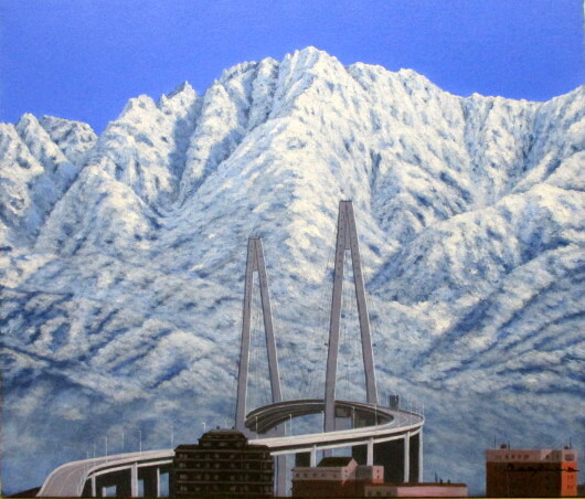 日本の名画 油絵 絵画 油彩画 洋画 (油絵額縁付きで納品対応可) F12 ~ F20 「立山連峰と新湊大橋」 朝隈 敏彦 28,400円~|絵画 掛軸 額縁屋 TOUO