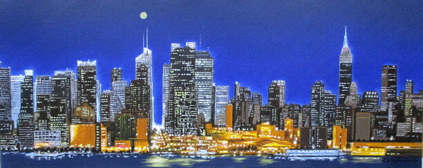 日本の名画 油絵 絵画 油彩画 洋画 (油絵額縁付きで納品対応可) WF6～WF6 「ニューヨーク摩天楼」 朝隈 敏彦 42,130円～