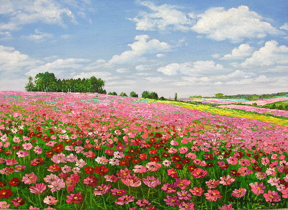 美しい花畑の油彩画 油絵 油彩 油彩画 絵 絵画 【花畑】 | HIROSHI1990