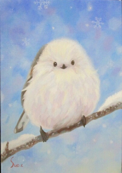 楽天市場】奥田久志 「 可愛いシマエナガ 」 色紙絵 : 内田画廊