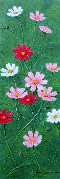 日本の名画 油絵 絵画 油彩画 洋画 (油絵額縁付きで納品対応可) WSM ～ F10 「コスモス」 朝隈 敏彦 14,670円～