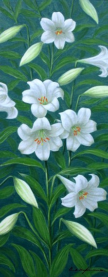 日本の名画 油絵 絵画 油彩画 洋画 (油絵額縁付きで納品対応可) WSM ～ F10 「ユリ」 朝隈 敏彦 14,670円～